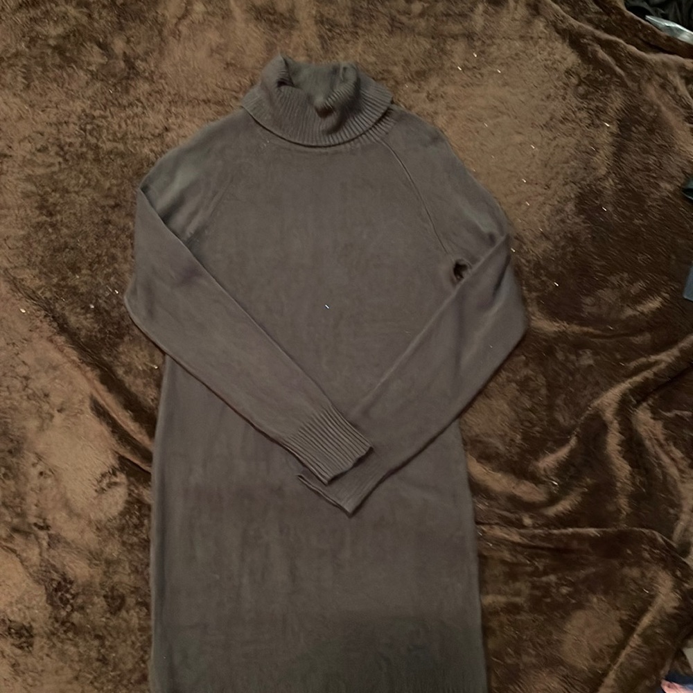 Off black cotton/knit blend pencil turtleneck sweater dress. Size medium